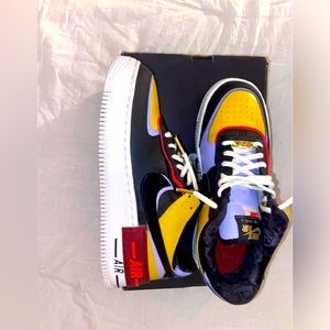 Women’s Nike Air Force 1’s Shadow Dark Sulfur Black Purple Size 8.5